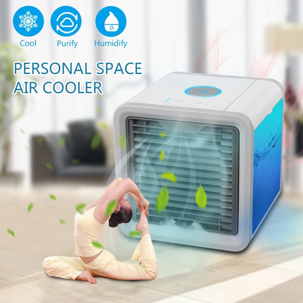 Personal Space Air Conditioner with USB Humidifier Cooling for Car & Office Household Indoors Portable Air Conditioner Portable AC Cooling Fan with 3 Different Speeds Mini Cooler Air Purifier 